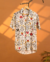 Tribal Threads – Ikat - Inspired Cuban Collar Shirt - Jaipuri Crown